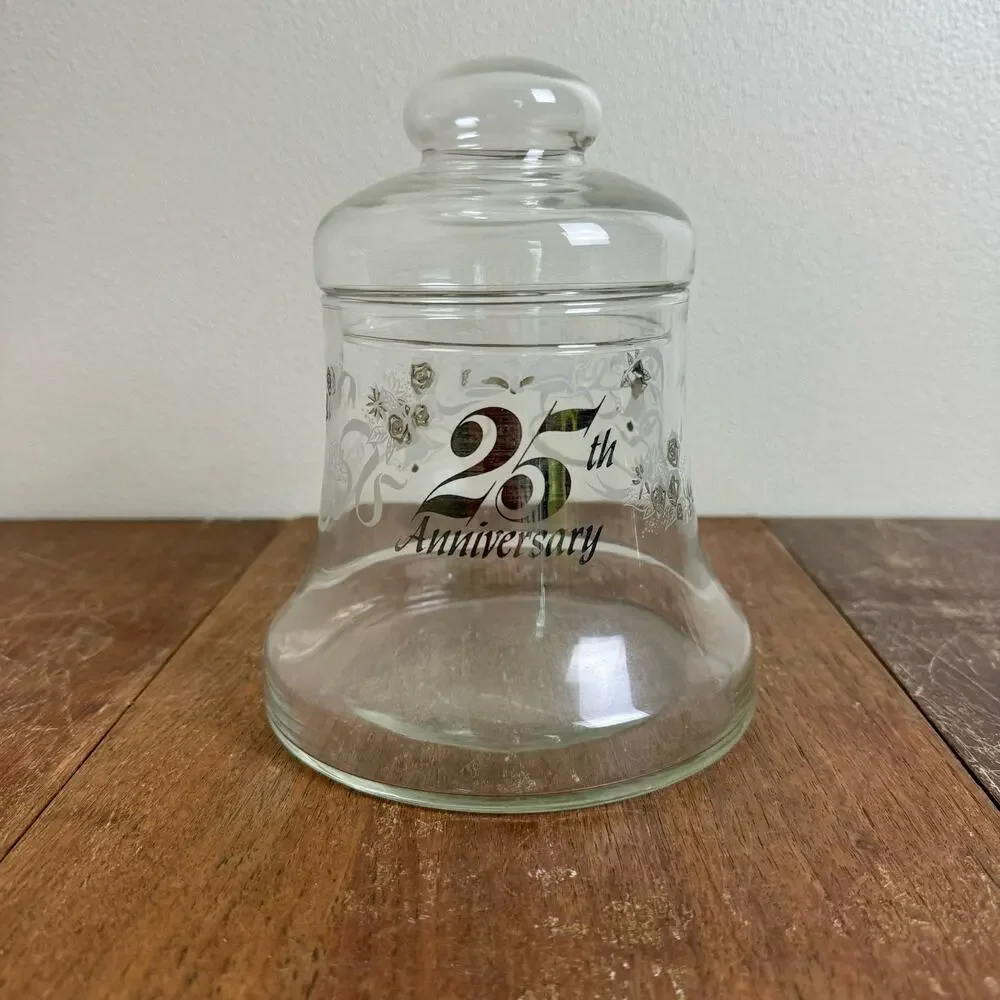 25th‎ Anniversary Silver detail VINTAGE Bell Shaped Candy Jar with Lid